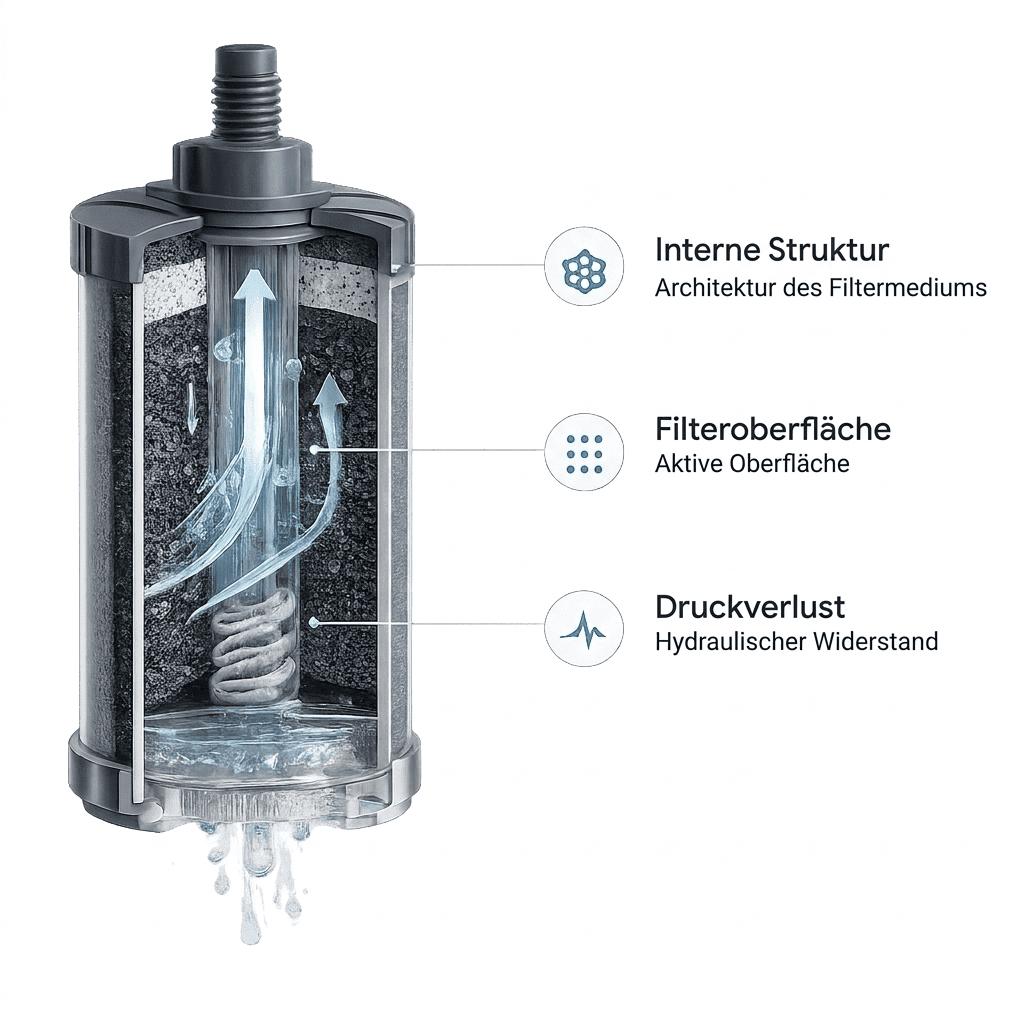 Technischer Querschnitt eines Schwerkraft-Wasserfilters